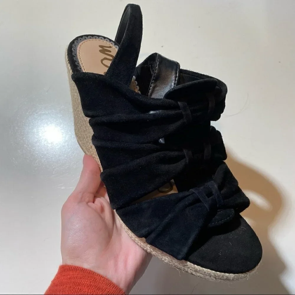 Sam Edelman Black Awan Wedge Espadrille Sandals